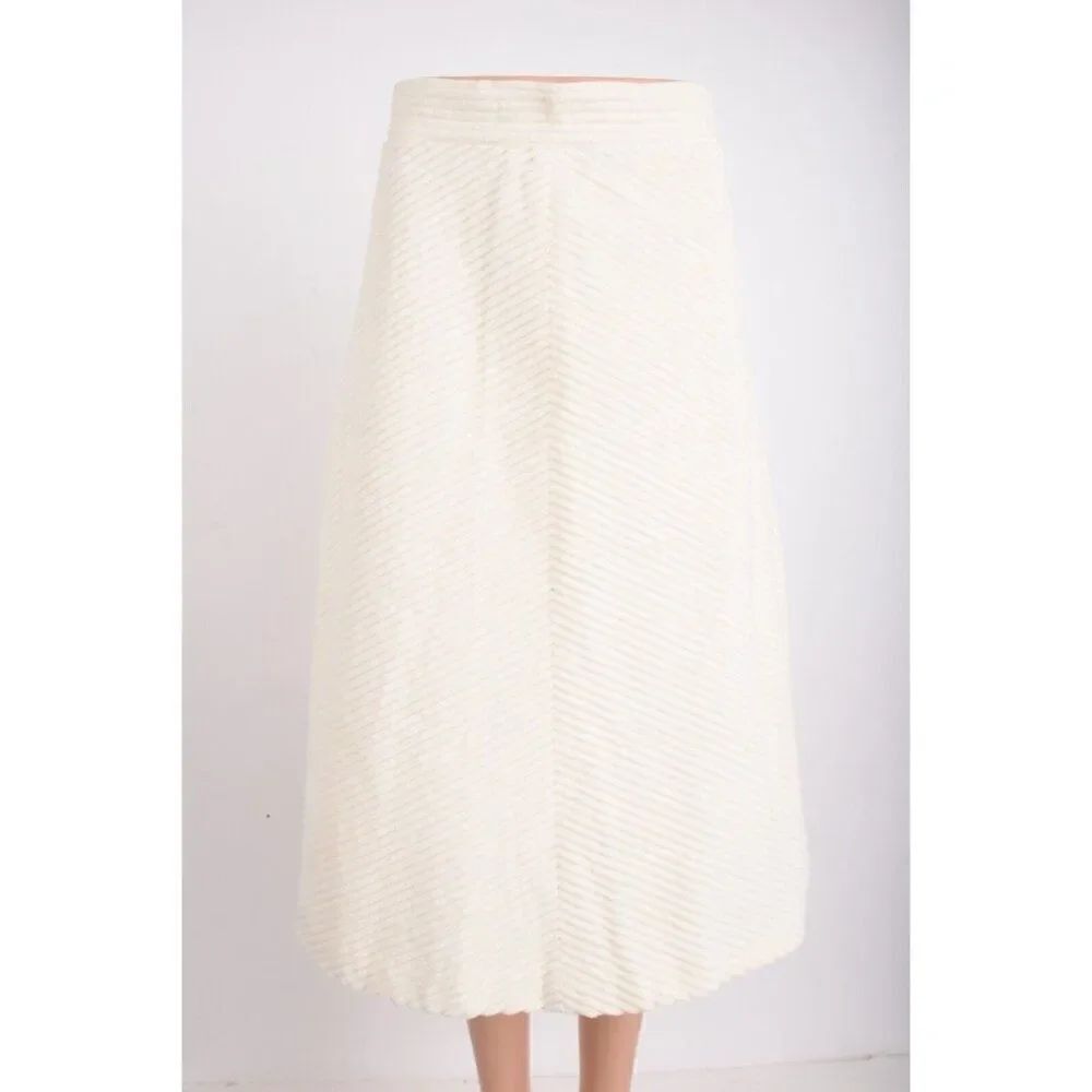 Missoni Womens High Waist A-Line Midi Skirt Ivory US 4 EU 40 NWT